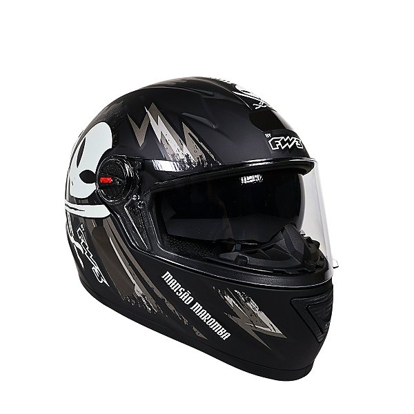 Capacete Moto GTX Mansão Maromba Preto Fosco Grafite Com Óculos Interno e Viseira Cristal Tamanho 56 Lançamento - Fw3