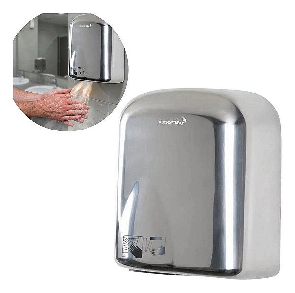 Secador De Mãos Automático Profissional Aço Inox 1650w 220v Com Sensor Ideal Para Banheiros Comerciais Importway