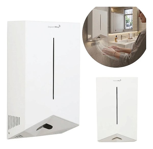 Secador De Mãos Automático Profissional Branco 1200w 220v Com Sensor E Secagem Rápida Para Banheiros