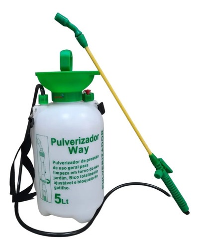 Pulverizador Manual 5 Litros Com Pressão Acumulada Para Jardim Horta Lava Car E Agricultura Importway