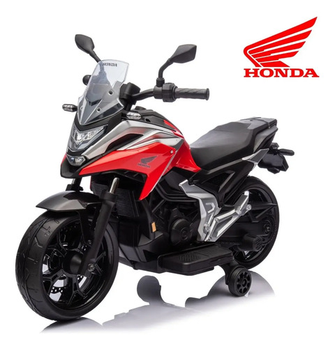 Mini Moto Elétrica Infantil 12v Honda Nc750x Vermelha Licenciada Luz Som Rodinhas Bateria Recarregável