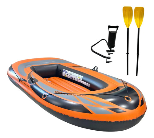 Bote Inflável 235cm 160kg Com Bomba Manual 2 Remos Kit Reparo 4 Câmaras Ideal Para Pesca E Lazer