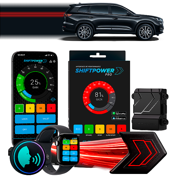 ShiftPower PRO Faaftech Chip Módulo Pedal Acelerador Eletrônico Controle Voz CarPlay Android Auto Chery Tiggo 5X 19/27