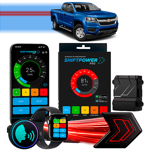 ShiftPower PRO Faaftech Chip Módulo Pedal Acelerador Controle Voz CarPlay Android Auto Chevrolet Colorado 2007/2026