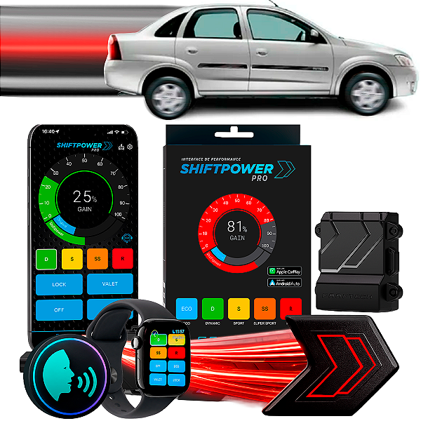 ShiftPower PRO Faaftech Chip Módulo Pedal Acelerador Eletrônico Controle Voz CarPlay Android Auto Chevrolet Corsa 08/12
