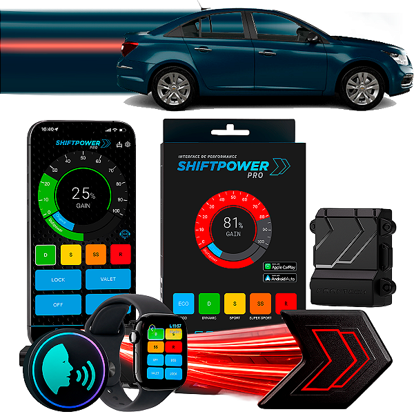 ShiftPower PRO Faaftech Chip Módulo Pedal Acelerador Eletrônico Controle Voz CarPlay Android Auto Chevrolet Cruze 08/16