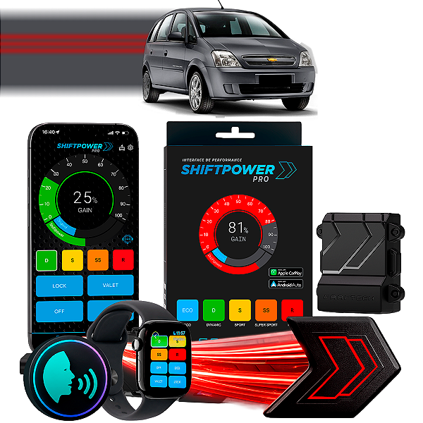ShiftPower PRO Faaftech Chip Módulo Pedal Acelerador Eletrônico Controle Voz CarPlay Android Auto Chevrolet Meriva 01/12