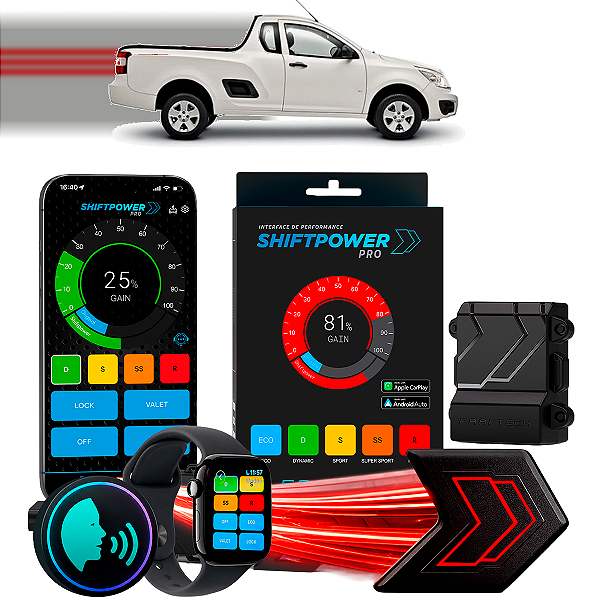 ShiftPower PRO Faaftech Chip Módulo Pedal Acelerador Eletrônico Controle Voz CarPlay AndroidAuto Chevrolet Montana 11/22