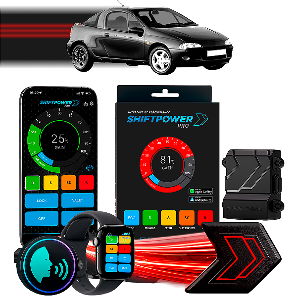 ShiftPower PRO Faaftech Chip Módulo Pedal Acelerador Eletrônico Controle Voz CarPlay AndroidAuto Chevrolet Tigra 94/2000