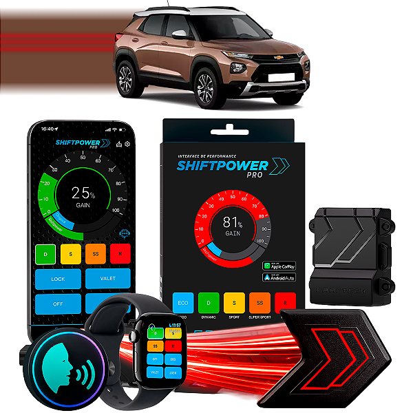 ShiftPower PRO Faaftech Chip Módulo Pedal Acelerador Controle Voz CarPlay Android Auto Chevrolet Trailblazer 2012/2026