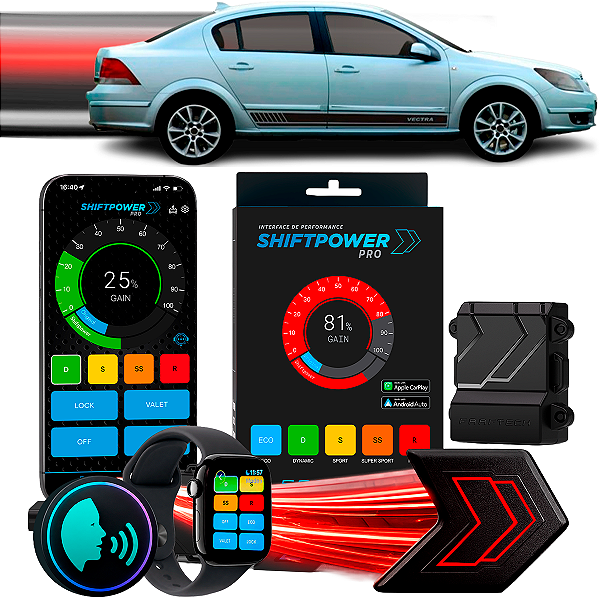 ShiftPower PRO Faaftech Chip Módulo Pedal Acelerador Eletrônico Controle Voz CarPlay Android Auto Chevrolet Vectra 96/11