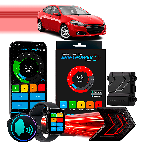 ShiftPower PRO Faaftech Chip Módulo Pedal Acelerador Eletrônico Controle Voz CarPlay Android Auto Dodge Dart 2013/2016