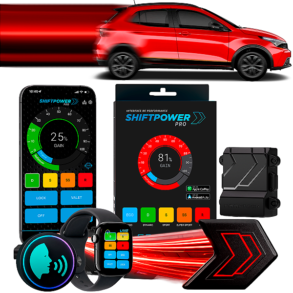 ShiftPower PRO Faaftech Chip Módulo Pedal Acelerador Eletrônico Controle Voz CarPlay Android Auto Fiat Argo 2018/2026
