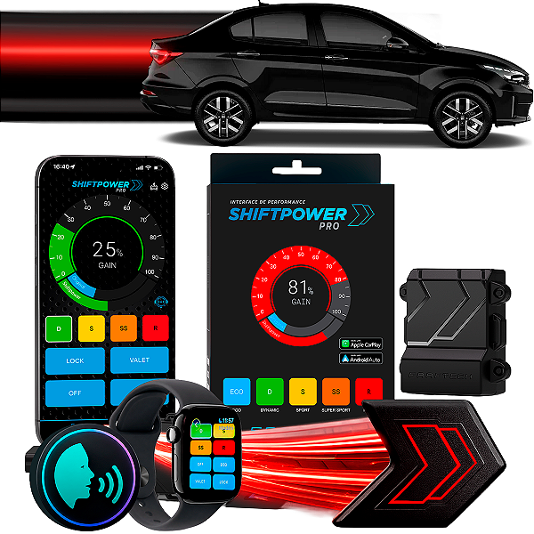 ShiftPower PRO Faaftech Chip Módulo Pedal Acelerador Eletrônico Controle Voz CarPlay Android Auto Fiat Cronos 2018/2026