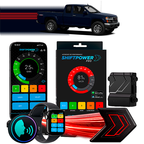 ShiftPower PRO Faaftech Chip Módulo Pedal Acelerador Eletrônico Controle Voz CarPlay Android Auto GMC Canyon 2010/2024
