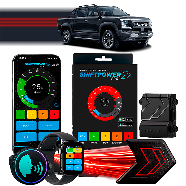 ShiftPower PRO Faaftech Chip Módulo Pedal Acelerador Eletrônico Controle Voz CarPlay Android Auto BYD Shark 2024/2026