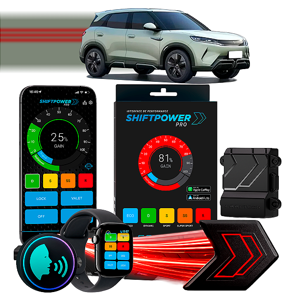 ShiftPower PRO Faaftech Chip Módulo Pedal Acelerador Eletrônico Controle Voz CarPlay Android Auto BYD Yuan Pro 2025/26