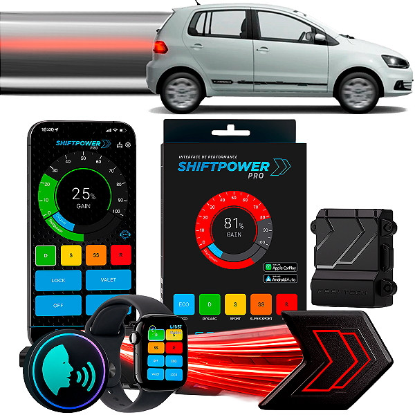 ShiftPower PRO Faaftech Chip Módulo Pedal Acelerador Eletrônico Controle Voz CarPlay Android Auto Volkswagen Fox 2003/22