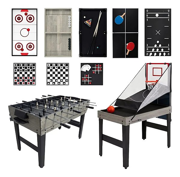 Mesa De Jogos Multifuncional 13 Em 1 Com Pebolim Sinuca Ping Pong Air Game E Acessórios Importway