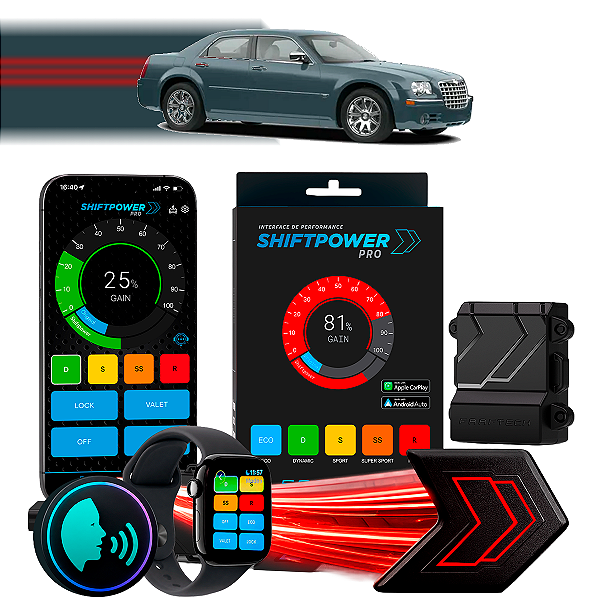 ShiftPower PRO Faaftech Chip Módulo Pedal Acelerador Eletrônico Controle Voz CarPlay Android Auto Chrysler 300C 2007/20