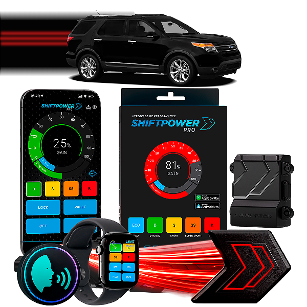 ShiftPower PRO Faaftech Chip Módulo Pedal Acelerador Eletrônico Controle Voz CarPlay Android Auto Ford Explorer 2011/26