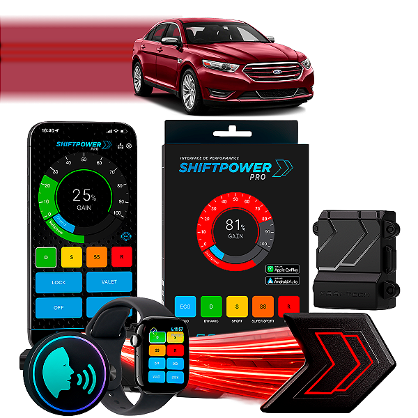 ShiftPower PRO Faaftech Chip Módulo Pedal Acelerador Eletrônico Controle Voz CarPlay Android Auto Ford Taurus 2013/2019
