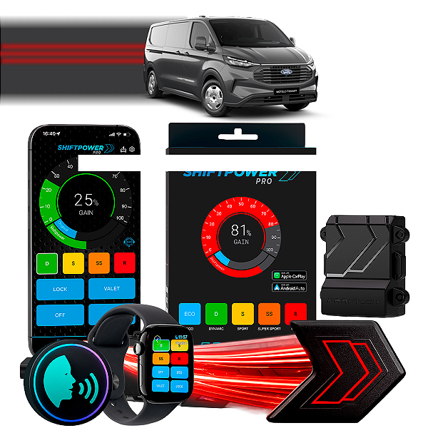 ShiftPower PRO Faaftech Chip Módulo Pedal Acelerador Eletrônico Controle Voz CarPlay Android Auto Ford Transit 2014/2026
