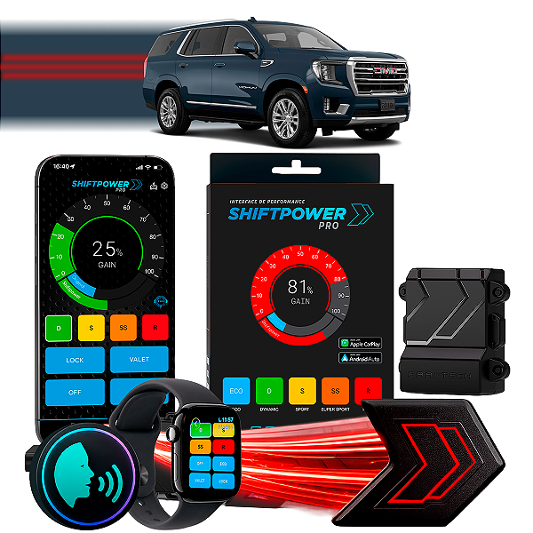 ShiftPower PRO Faaftech Chip Módulo Pedal Acelerador Eletrônico Controle Voz CarPlay AndroidAuto GMC Yukon 2021/2024
