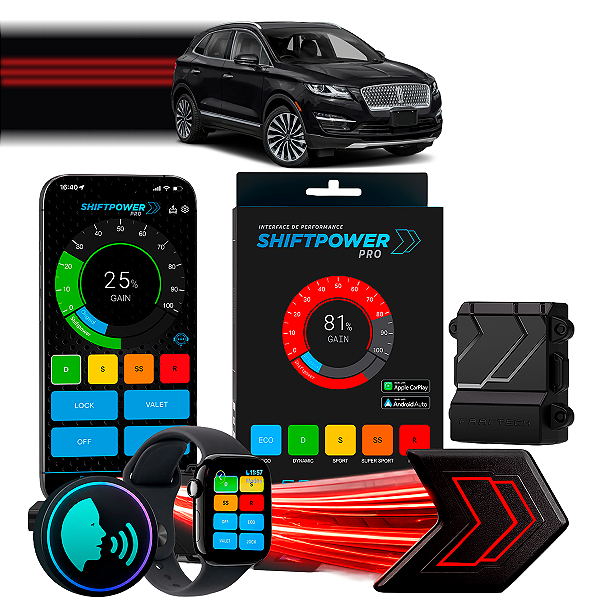 ShiftPower PRO Faaftech Chip Módulo Pedal Acelerador Eletrônico Controle Voz CarPlay Android Auto Lincoln MKC 2015/2019