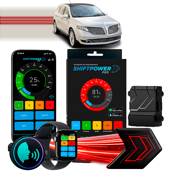 ShiftPower PRO Faaftech Chip Módulo Pedal Acelerador Eletrônico Controle Voz CarPlay Android Auto Lincoln MKT 2013/2019