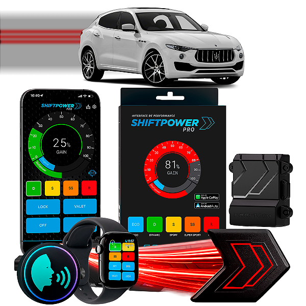 ShiftPower PRO Faaftech Chip Módulo Pedal Acelerador Eletrônico Controle Voz CarPlay Android Auto Maserati Levante 17/18