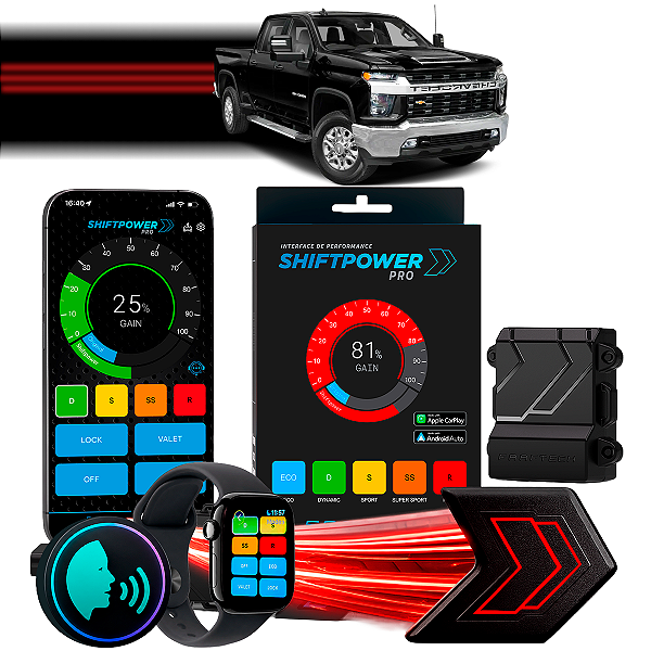 ShiftPower PRO Faaftech Chip Módulo Pedal Acelerador Controle Voz CarPlay Android Auto Chevrolet  Silverado 2500 2020/26