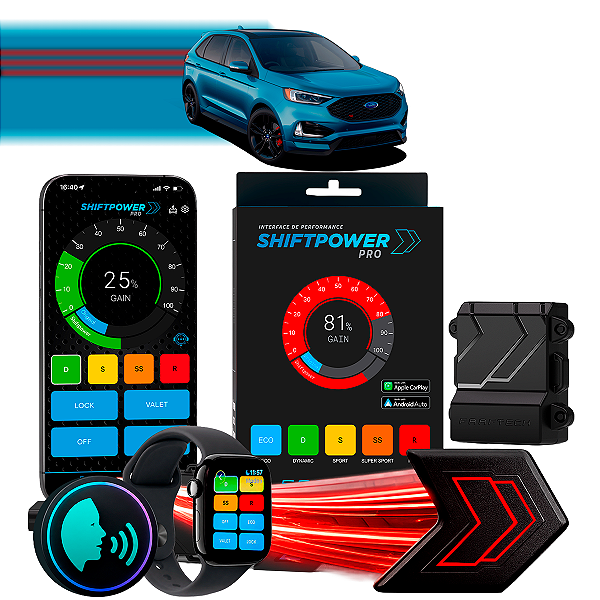 ShiftPower PRO Faaftech Chip Módulo Pedal Acelerador Eletrônico Controle Voz CarPlay Android Auto Ford Edge 2011/24