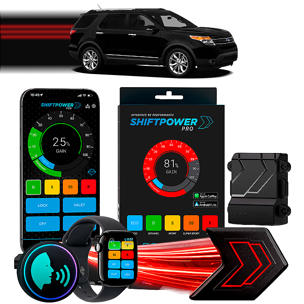 ShiftPower PRO Faaftech Chip Módulo Pedal Acelerador Eletrônico Controle Voz CarPlay Android Auto Ford Explorer 2011/26