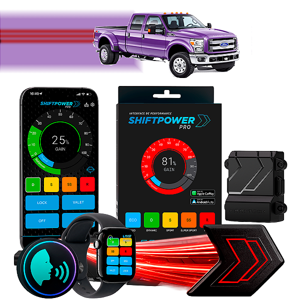 ShiftPower PRO Faaftech Chip Módulo Pedal Acelerador Controle Voz CarPlay Android Auto Ford F-350 Super Duty 2011/26