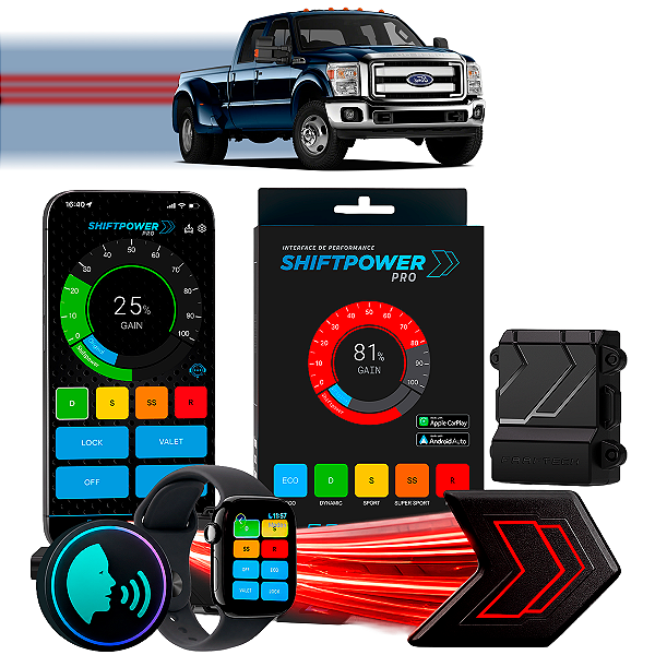 ShiftPower PRO Faaftech Chip Módulo Pedal Acelerador Controle Voz CarPlay Android Auto Ford F-450 Super Duty 2011/26