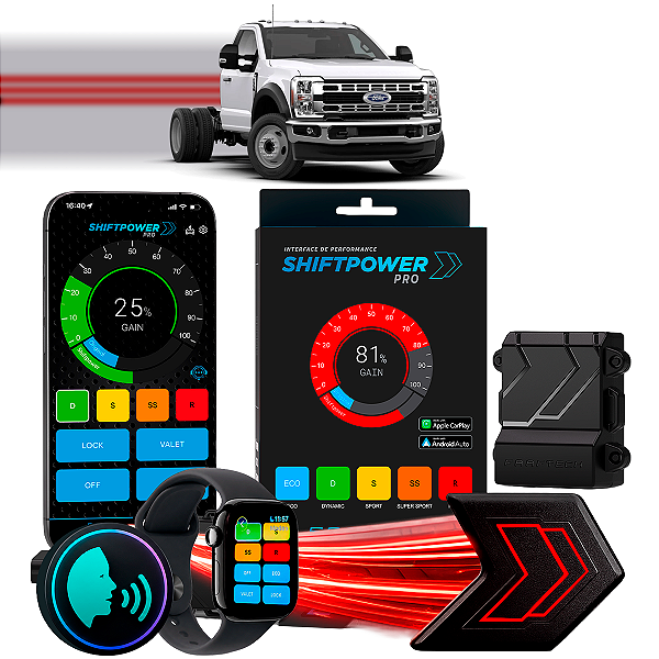 ShiftPower PRO Faaftech Chip Módulo Pedal Acelerador Controle Voz CarPlay Android Auto Ford F-550 Super Duty 2020