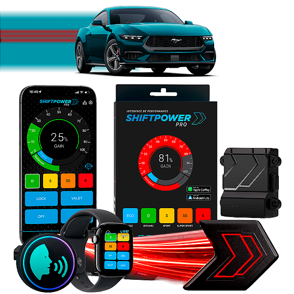 ShiftPower PRO Faaftech Chip Módulo Pedal Acelerador Eletrônico Controle Voz CarPlay Android Auto Ford Mustang 11/26