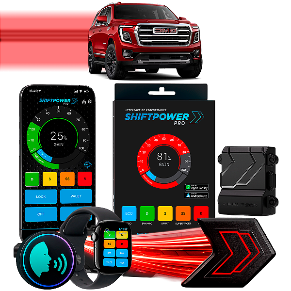 ShiftPower PRO Faaftech Chip Módulo Pedal Acelerador Eletrônico Controle Voz CarPlay Android Auto GMC Yukon 2021/2024