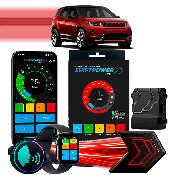 ShiftPower PRO Faaftech Chip Módulo Pedal Acelerador Controle Voz CarPlay Android Auto Land Rover Discovery Sport 15/25