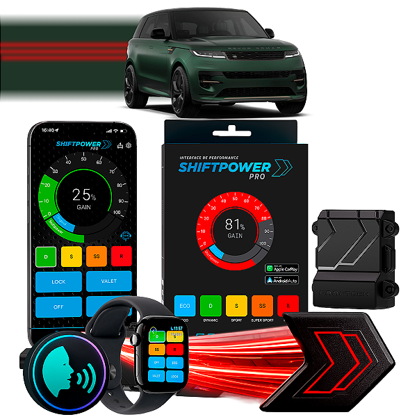 ShiftPower PRO Faaftech Chip Módulo Pedal Acelerador Controle Voz CarPlay AndroidAuto Land Rover Range Rover Sport 15/26