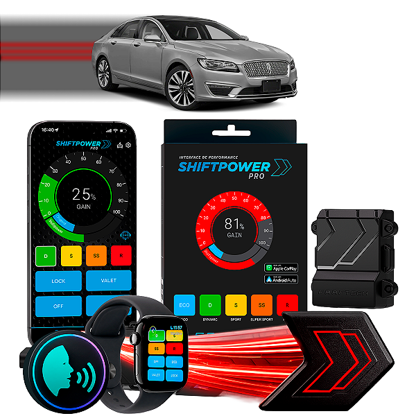 ShiftPower PRO Faaftech Chip Módulo Pedal Acelerador Eletrônico Controle Voz CarPlay Android Auto Lincoln MKZ 2011/2019