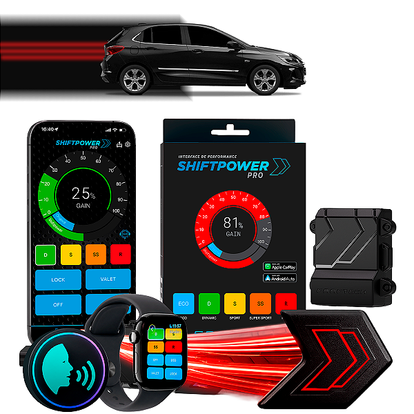 ShiftPower PRO Faaftech Chip Módulo Pedal Acelerador Eletrônico Controle Voz CarPlay Android Auto Troller TX4 2020/2021