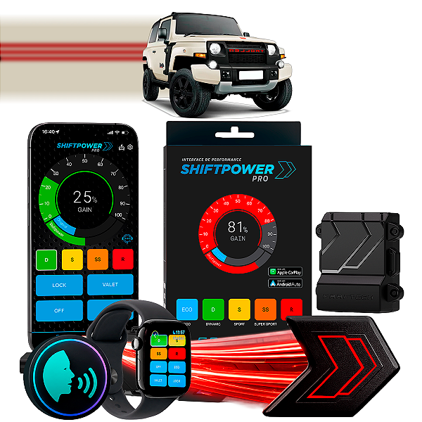 ShiftPower PRO Faaftech Chip Módulo Pedal Acelerador Eletrônico Controle Voz CarPlay Android Auto Troller T4 2015/2021
