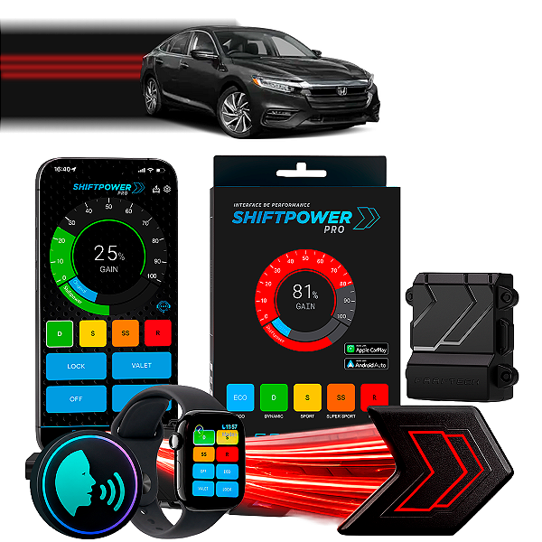ShiftPower PRO Faaftech Chip Módulo Pedal Acelerador Eletrônico Controle Voz CarPlay Android Auto Honda Insight 2019/21