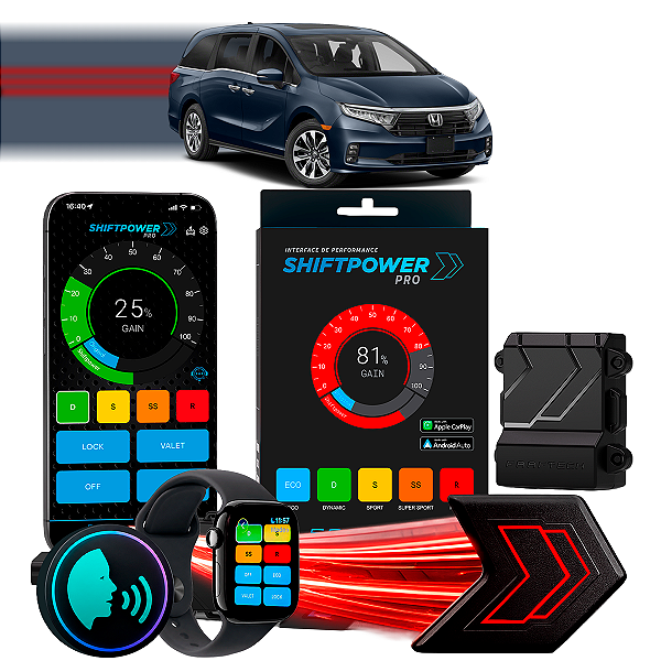 ShiftPower PRO Faaftech Chip Módulo Pedal Acelerador Eletrônico Controle Voz CarPlay Android Auto Honda Odyssey 18/24