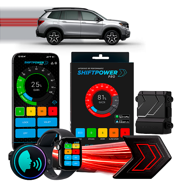 ShiftPower PRO Faaftech Chip Módulo Pedal Acelerador Eletrônico Controle Voz CarPlay Android Auto Honda Passport 19/22