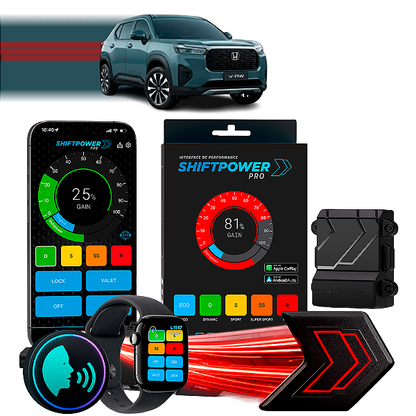 ShiftPower PRO Faaftech Chip Módulo Pedal Acelerador Eletrônico Controle Voz CarPlay Android Auto Honda WR-V 2017/2026