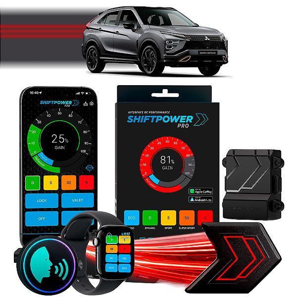 ShiftPower PRO Faaftech Chip Módulo Pedal Acelerador Controle Voz CarPlay Android Auto Mitsubishi Eclipse Cross 19/27