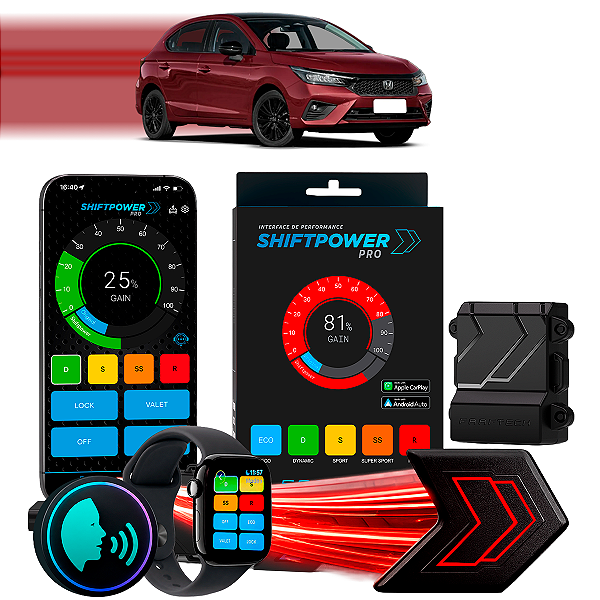 ShiftPower PRO Faaftech Chip Módulo Pedal Acelerador Eletrônico Controle Voz CarPlay Android Auto Honda City 2015/2026